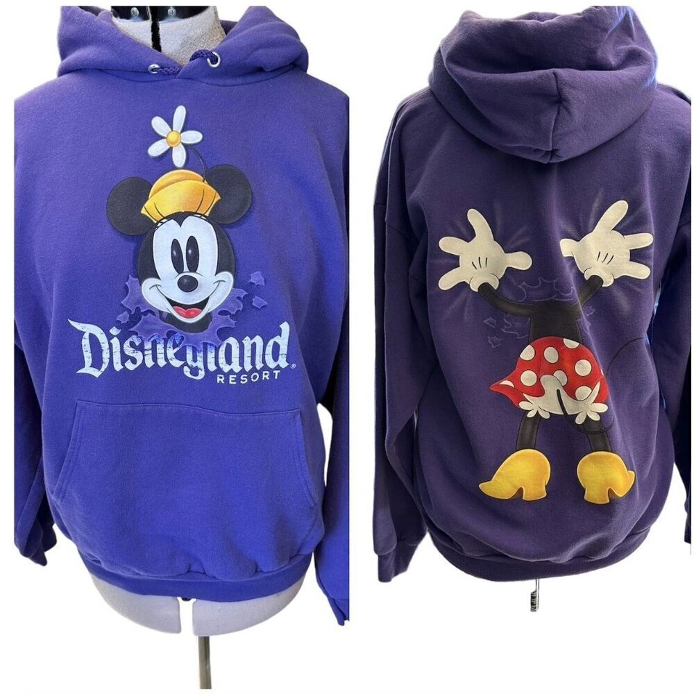 Disneyland Resort Womens Peekaboo Minnie Mouse Hoodie Size Medium Purple AN NWT
